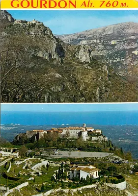 Gourdon Alt. 760 m. — Vista panorâmica do vilarejo e do mar — Edições S.E.P.T.