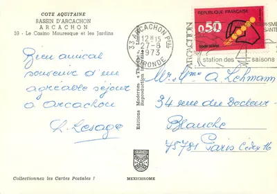 O Casino Mauresco e os Jardins — Arcachon — Edições MEXICHROME, n°59 — Verso