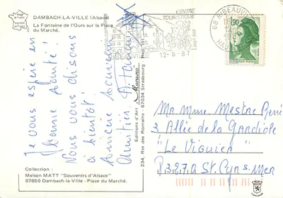 Dambach-la-Ville (Alsace) — Fontaine do Urso na Praça do Mercado — Éditions des Romains — Verso
