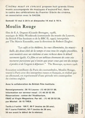 Moulin Rouge — Stille film in concert — Louvre Auditorium — Achterkant