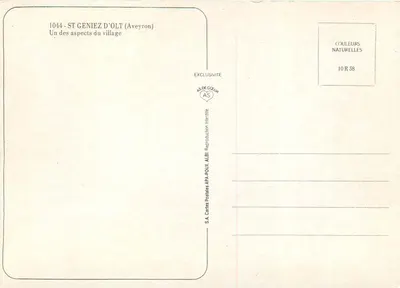 Saint-Geniez-d'Olt — Um dos aspectos do vilarejo — S.A. Cartes Postales APA-POUX — Verso
