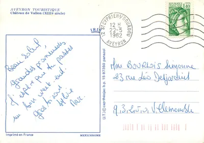 Kasteel van Vallon — Aveyron — uitgever IRIS — Achterkant