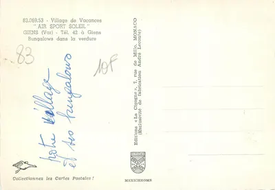 Willa wypoczynkowa 'Air Sport Soleil' — Giens (Var) — Wydawnictwo 'La Cigogne' — Rewers