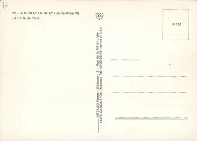 Gournay-en-Bray — A Porta de Paris — Artaud Frères, Nantes — Verso