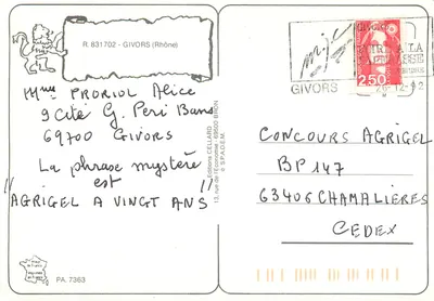 Givors — Cidade florescida — Editor Cella — Verso
