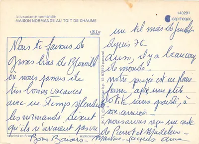 Casa normanna con tetto di paglia — Iris — n° 15 87350 — Verso