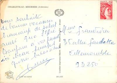 Charleville-Mézières — vista panorâmica — Impressor Combiér — Verso