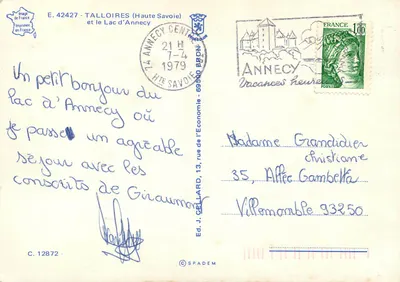 Talloires (Alta Saboia) — Lago de Annecy — Ed. J. Cellard — Verso
