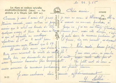 Allevard-les-Bains — Ogólny widok i Gleyzin (wys. 2697 m.) — Wydawca Spade & Cie — Rewers