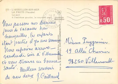 L'Aiguillon-sur-Mer — O porto à extrema esquerda, o novo ponte — Artan Frères, Nantes-Carquefou — Verso