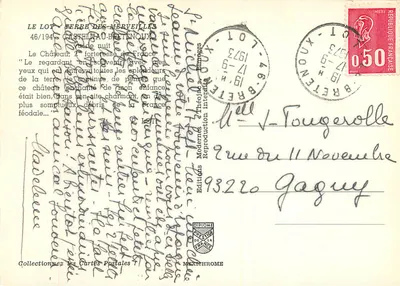 Castelo de Castelnau-Bretenoux — vista à noite — Éditions Modernes, n° 46/1944 — Verso