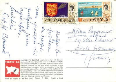 Castelo de Elizabeth, Jersey, C.I. — Foto E. Nägele, John Hinde Studios — n° 2J50 — Verso