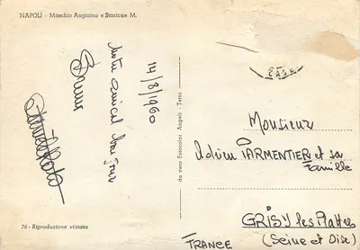 Castel dell'Ovo — Nápoles — editor Angiolo M. n°76 — Verso