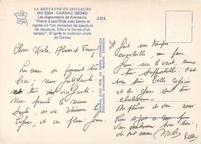 Alignements de Kermario — Carnac — Éditions d'Art JOS — Rewers