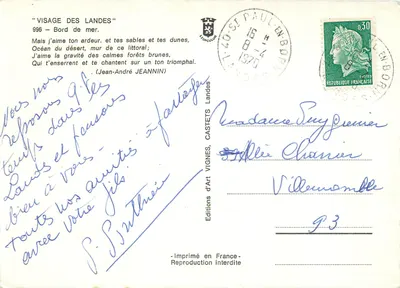 Rosto das Landes — Bordas do mar — Vindas — Verso