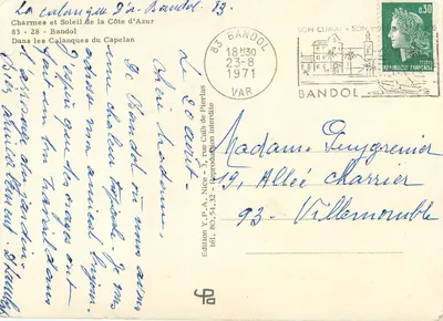 Calanque de Bandol — Charmes e Soleil da Costa Azul — Edição Y.P.A. NICE — Verso