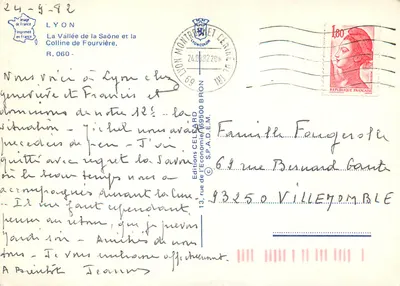 A Valle da Saône e a Colina de Fourvière — Lyon — Edições Célard, R. 060 — Verso