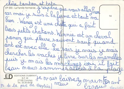 A Família Normanda! — Éditions Dubray, n° DP 220 — Verso