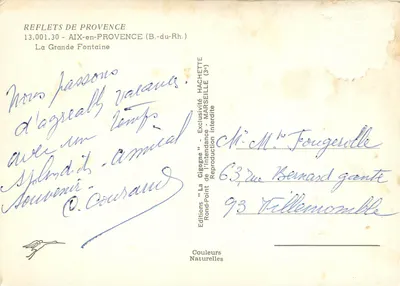 A Grande Fontaine — Aix-en-Provence — Edições 'La Cigogne' — Verso