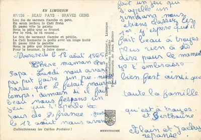 Família diante de uma lareira — Limousin — Edição Mexichrome n°87/126 — Verso