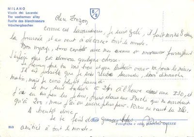 Milano — Ruelle des blanchisseurs — Giese — Verso