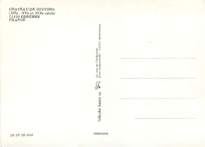 Zamek Couches — XVe i XIXe wiek — wydawca HéliColor France SA, n° 29 25 16 004 — Rewers