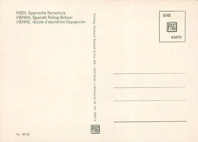 Vienna — Scuola di equitazione spagnola — Verlag Richard Pietsch & Co. KG — Verso
