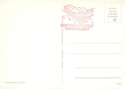 Instalações de Kraftwerksanlagen Kaprun, Salzburgo — vista panorâmica — Trauernkraftwerke Aktiengesellschaft — Verso