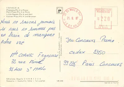 Wenecja — Piazzetta Pio X e Pozzo — wydanie Angelo Garbizza — Rewers