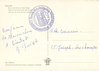 Munich — widok miasta z katedry — Münchner Bildkunstverlag A. Lengauer, nr 1050 a — Rewers