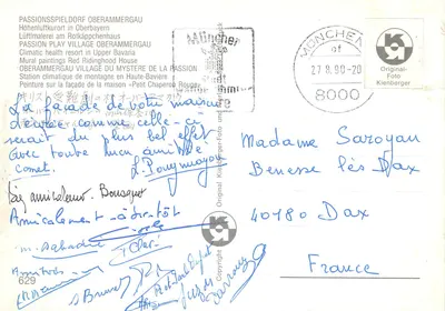 Passionsspieldorf Oberammergau — Casa decorada com frescos murais — Original-Foto Kienberger — Verso
