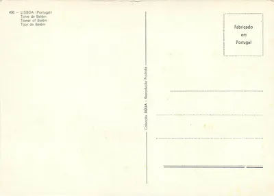 Wieża Belém — Lizbona — wydawca DÚLIA, nr 496 — Rewers
