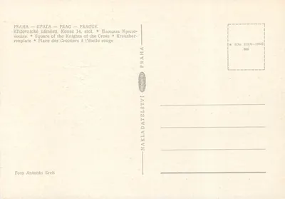 Praha — Plac Rycerzy Krzyża — wydawca NAKLADATELSTVÍ PRAHA, n° 869 — Rewers