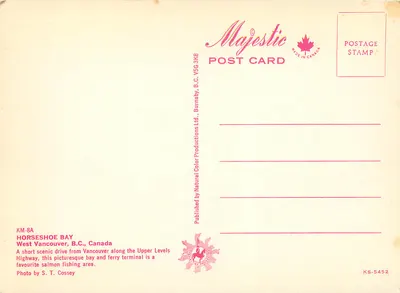 Horseshoe Bay — West Vancouver, B.C., Kanada — Majestic Post Card KM-8A — Rewers