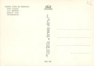 Santa Cruz de Tenerife — vista geral — Iris Mexichrome, série 350 — Verso