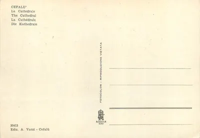 Cefalù — A Catedral — Ediz. A. Varzi - Cefalù — Verso