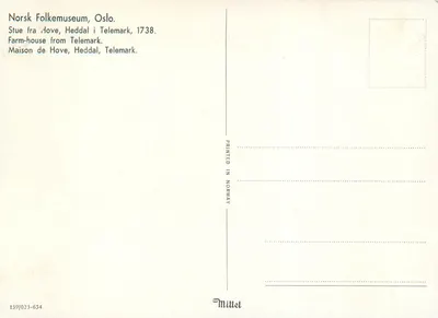 Wnętrze chatki wiejskiej — Hove, Telemark, 1738 — Millet, n°139/025-654 — Rewers