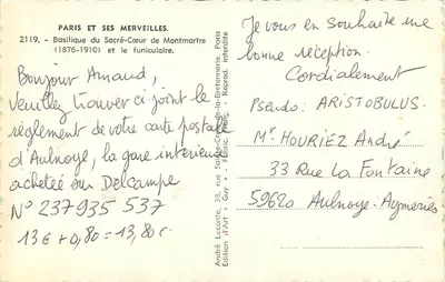 Basiliek van het Heilig Hart van Montmartre — (1876-1910) en het funiculaar — Uitgave Guy, n°2119 — Achterkant