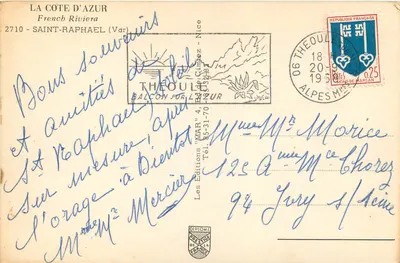 Saint-Raphaël — widok portu z mimozami — Les Éditions Théoul — Rewers