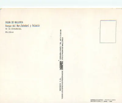 Palma de Mallorca — Katedra i Pałac Almudaina — wydawca SYE, nr PM.150-A — Rewers