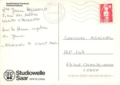 Funkhaus Halberg — Saarländischer Rundfunk — SR2 Saar — Rückseite