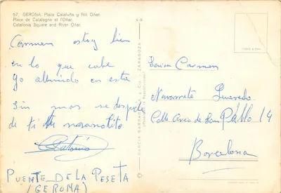 Plaza Cataluña i Río Oñar — Gerona — wydawca COBAS & Cia, n° 57 — Rewers