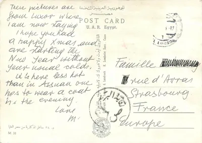 Górny Egipt — Witać z — Wydawca: Lenhers & Landrock, n° M 38 — Rewers