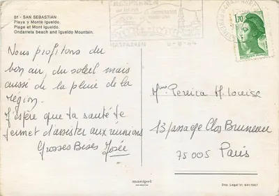 San Sebastián — Plaża Ondarreta i góra Igueldo — wydawca Manipel, nr 81 — Rewers