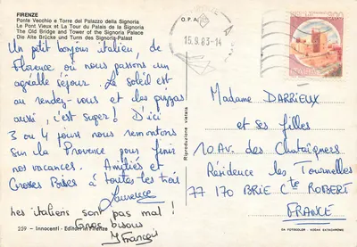 Ponte Velho e Torre do Palácio da Signoria — Florença — editor Innocenti n°259 — Verso