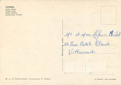 Taormina — Grieks theater — Ed. Sicilia Folklore, n°20 — Achterkant