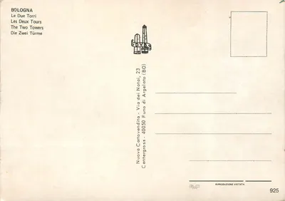 Bologna — As Duas Torres — GMP, n° 925 — Verso