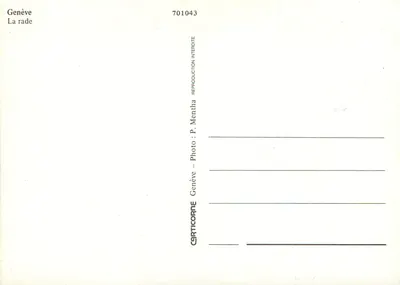 Ginevra — La rada — Carticorne, n° 701043 — Verso