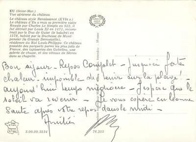 Zamek Eu — Widok z lotu ptaka — Wydawca Cinq, nr 35-000 — Rewers