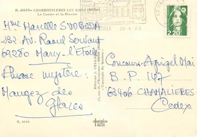 Charbonnières-les-Bains — Kasyno i basen — Wydawnictwo J. Cellard — Rewers